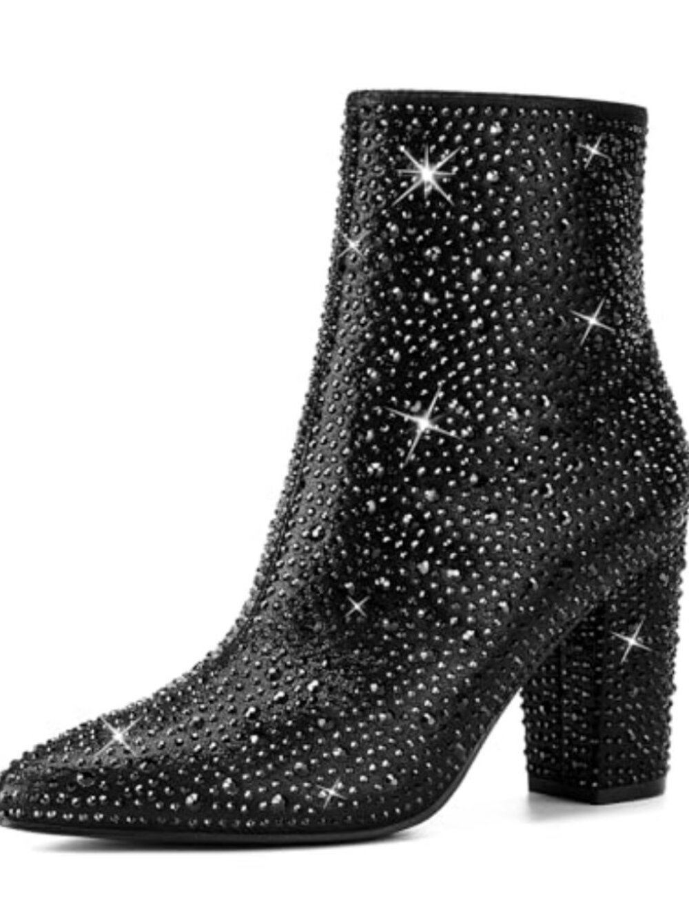 Rollda SUEDI Rhinestone Boots for Women, Sparkly Ankle Booties